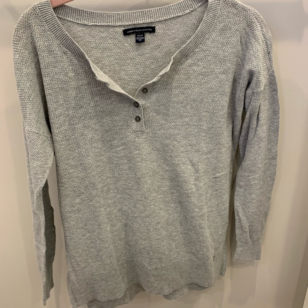 Grey American Eagle Henley Shirt!!